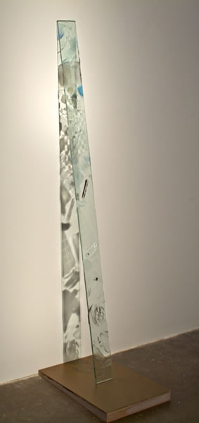 Piranesi's Gimbles, 2005 glass, paint, wood, 70"x4"x1/2"