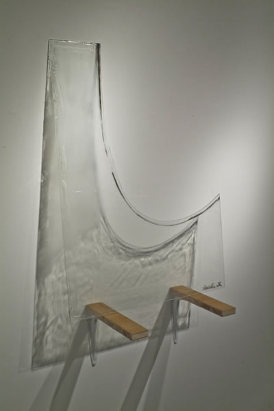 The Decider, 2007, glass, paint, metal, wood, 36"x20", Mandarin Gallery