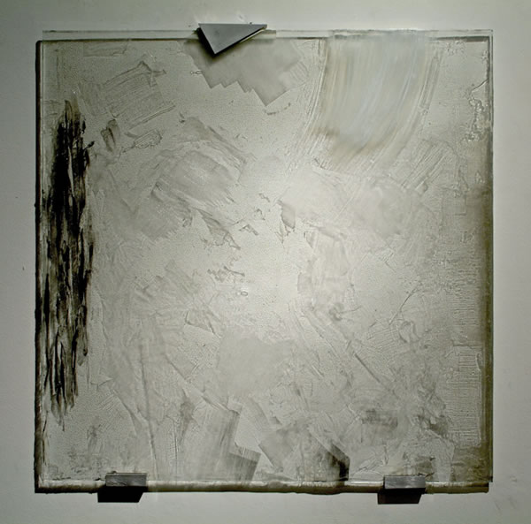Unknown Action, 2007, glass, paint, metal, 22"x22", Mandarin Gallery