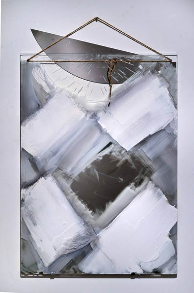Mirror Piece 2, 2013, glass metal and paint, 36"x24"