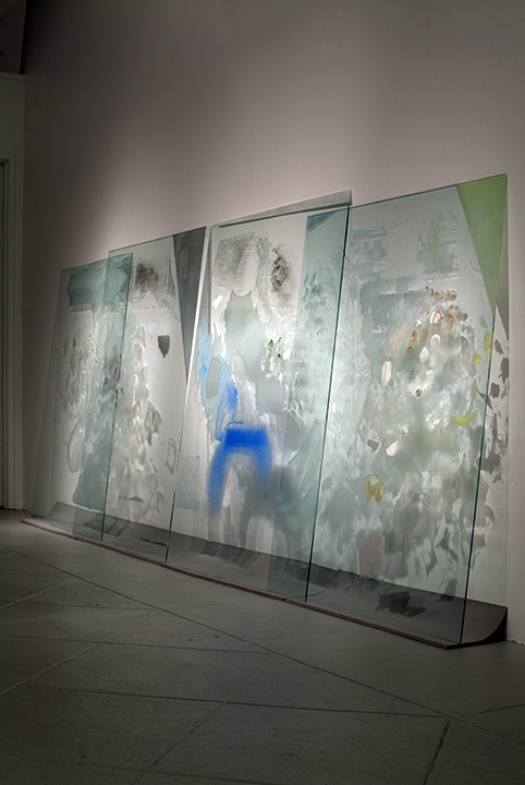 Breaking Smile, 2003 glass, paint, rubber, 5 1/2'x15'