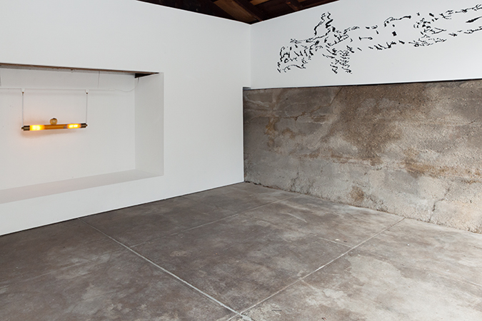 Resurrection Piece installation at Sandy Gallery, 2018, with Ian Trout's work <https://sites.google.com/site/iantroutart/paintings>