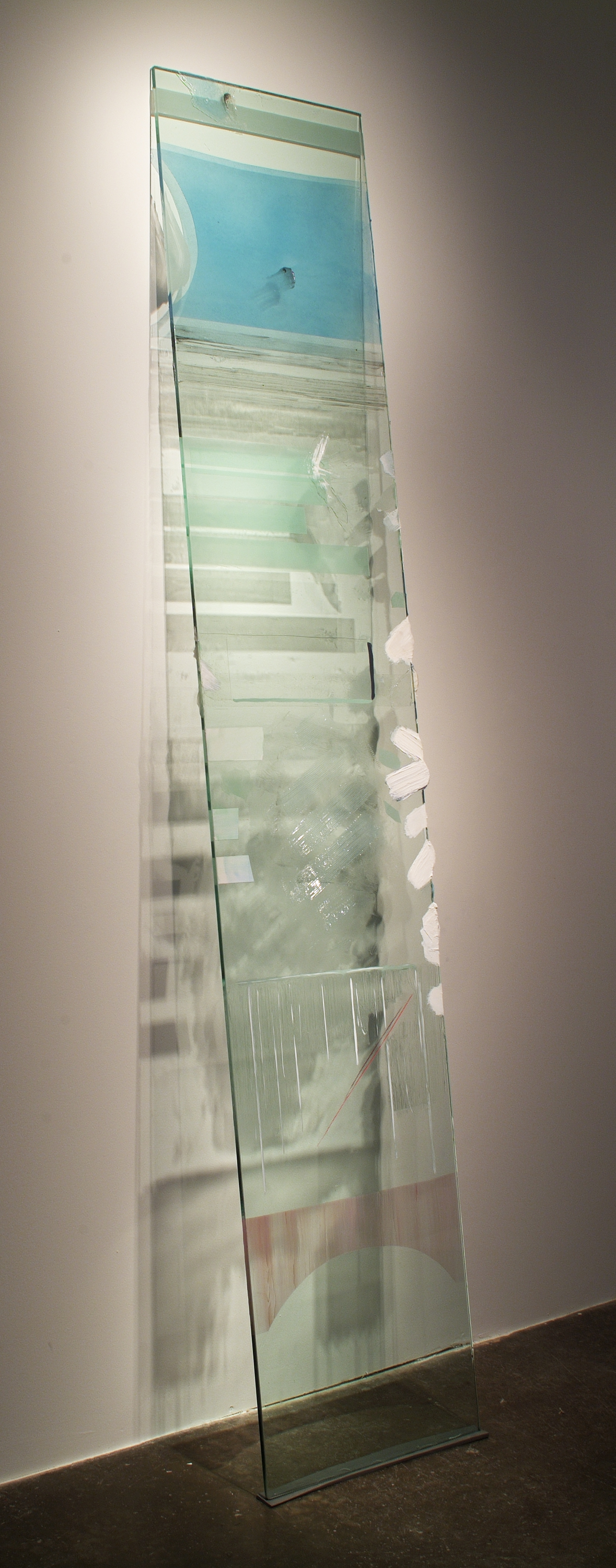 *Untitled Piece*, 2005, paint on glass, rubber, 72x15x16 inches