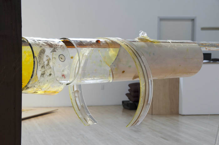 Glass Pavilion at LAMOA, Taut Piece, Glint Piece….. 2014, LAMOA at the Armory Center for the Arts. Glass and mixed media.