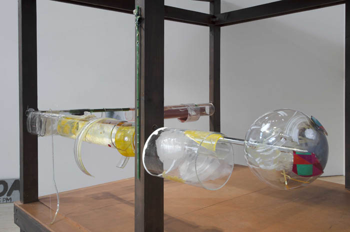 Glass Pavilion at LAMOA,Taut Piece, Glint Piece, Studio Piece, Citi Piece….. 2014, LAMOA at the Armory Center for the Arts. Glass and mixed media.
