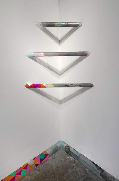 Citi Group Corner Piece and Baseboard, 2013, glass and paint, dimensions vary