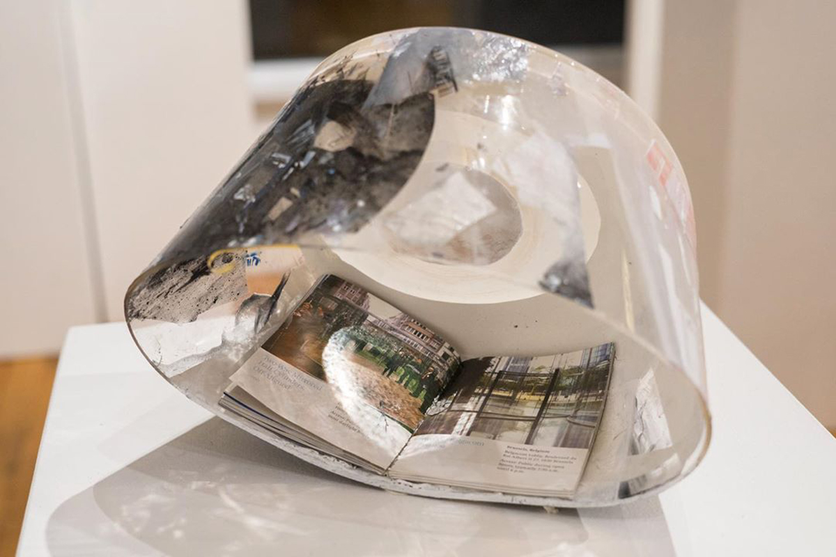 Dan Graham Middle Finger Pavilion, 2019, glass paint book, 15", Pilchuck Seattle, "Undeniable Love" (curated by Elias Hansen)