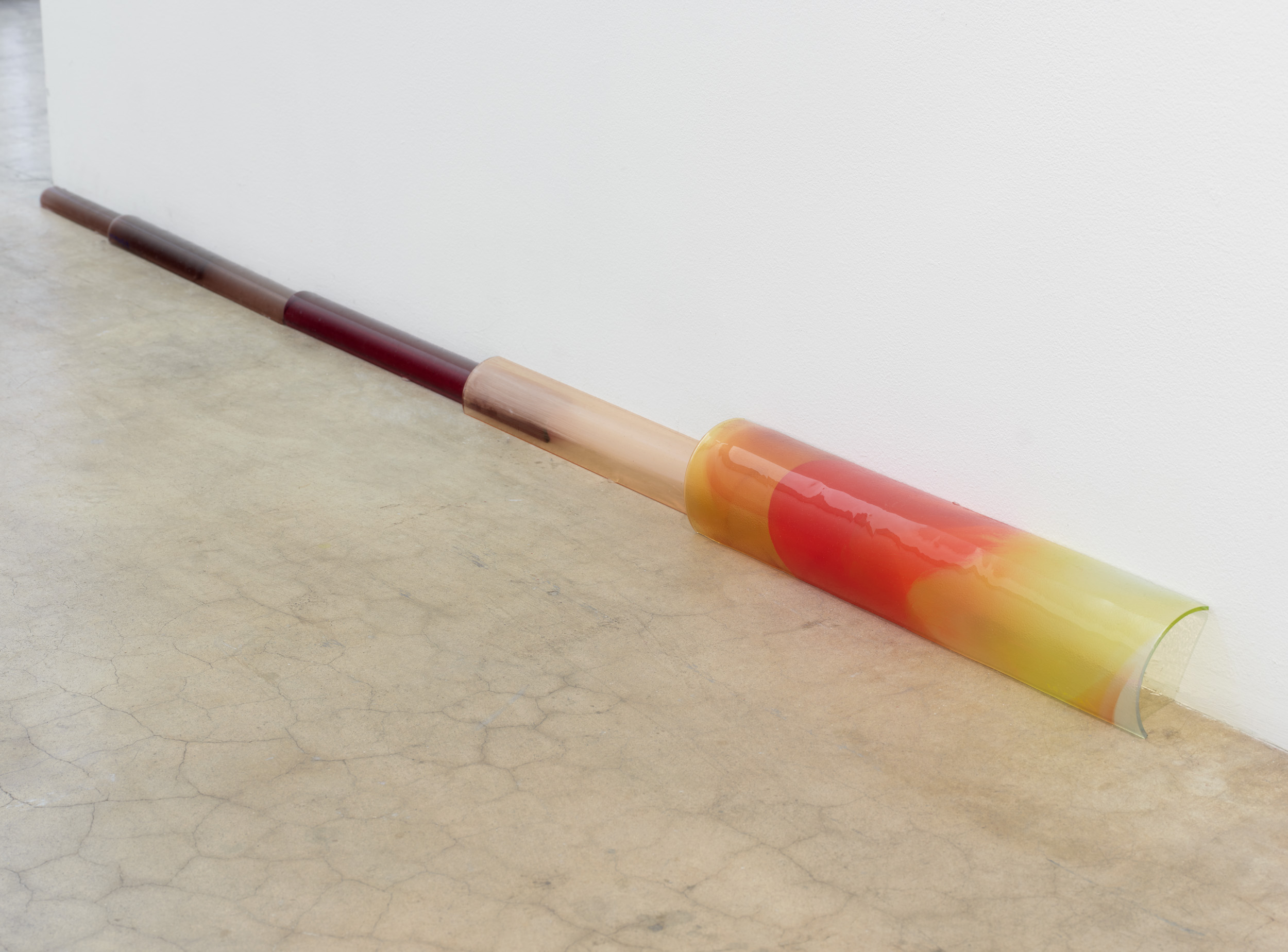 
Sunset and Telescoping Baseboards
, 2024
; slumped glass, paint;
 
Approximately 4x4x70 inches



