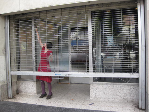 Sara Daleiden(curator) opening or closing shop