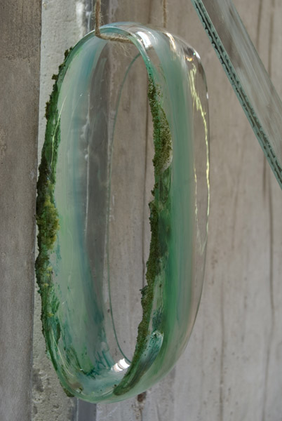 Green Pulley, Studio One, Schindler Lab, 2011, glass and mixed media, 12"x4"