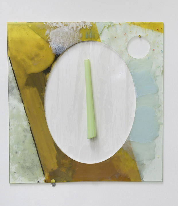 Jawlensky Piece VI, 2017, melted mirror, paint, plastic, borosilicate, 24"x23"