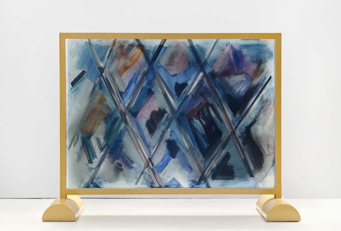 *"Beau Travail" Piece ( For Claire Denis)*, 2025; lead and paint and printer text on glass, metal armature; 22.5x30x12 inches. Photography by Brica Wilcox. Framing thanks to Nick Rodrigues.