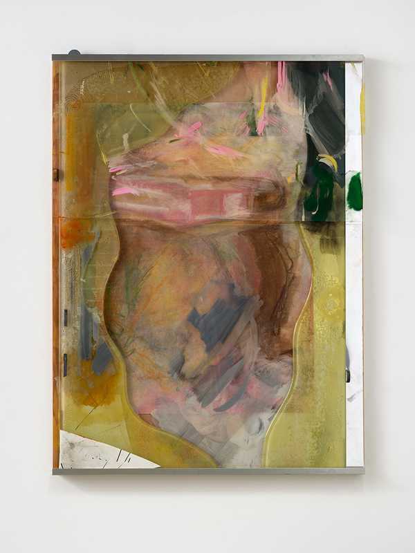 *Waterfall Piece IV*, 2024; wood, paper, chalk, plastic, paint, burnt mirrors, metal; 32×24×3/4 inches. Thanks to Paradise Framing. Photography by Brica Wilcox